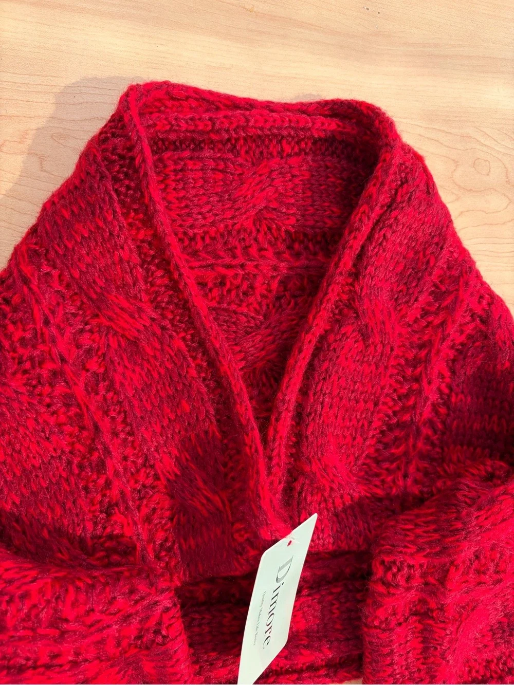 Unisex Large warm knitted long winter scarf Red
